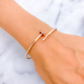 Gleaming 21k Rose Gold CZ Nail Bangle Bracelet 