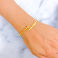 Striking 21k Gold CZ Nail Bangle Bracelet 