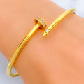 Radiant 21k Gold CZ Nail Bangle Bracelet 