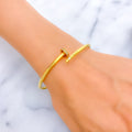 Striking 21k Gold CZ Nail Bangle Bracelet 