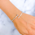 Modern 21k White Gold CZ Nail Bangle Bracelet 