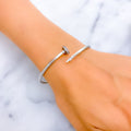 Modern 21k White Gold CZ Nail Bangle Bracelet 