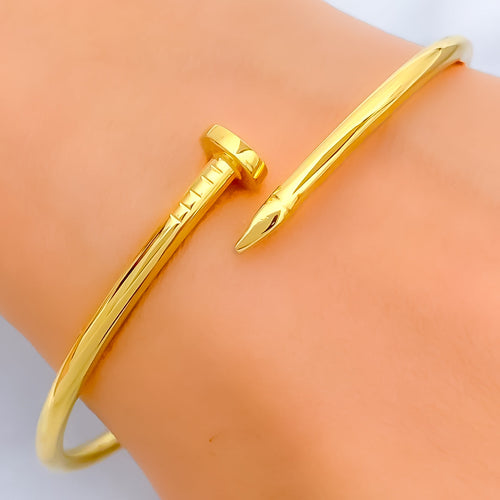Glamorous 21k Gold Nail Bangle Bracelet