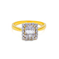 Graceful Two Tier Square 18K Gold + Diamond Ring