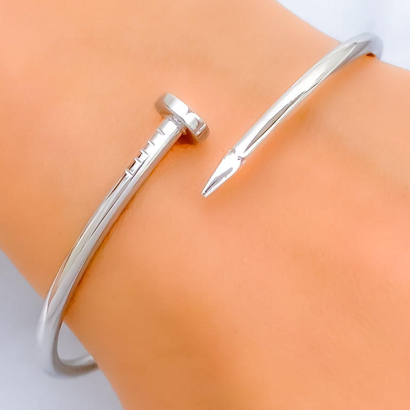 Majestic 21k White Gold Nail Bangle Bracelet 