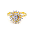 Bold Decorative 18K Gold + Floral Diamond Ring