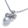 Pearl Ribbon Diamond + 18k Gold Pendant