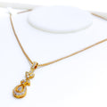 Classy Leaf Adorned Diamond + 18k Gold  Pendant Set