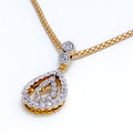 Dainty Open Drop Diamond 18k Gold Pendant Set