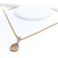 Dainty Open Drop Diamond 18k Gold Pendant Set