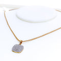 Square Cushion Diamond + 18k Gold Pendant Set