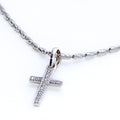 Petite White Gold Diamond + 18k Gold Cross Pendant