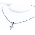 Petite White Gold Diamond + 18k Gold Cross Pendant