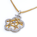 Medium Floral Diamond + 18k Gold Pendant