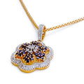 Floral Sapphire Diamond + 18k Gold Pendant Set