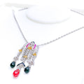 Unique Tourmaline Accented Diamond + 18k Gold Pendant Set