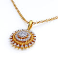 Radiant Round Diamond Pendant Set