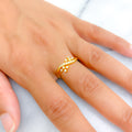 Delicate Sparkling Semi Floral + 18k Gold Ring