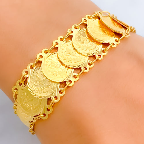 lustrous-engraved-21k-gold-coin-bracelet