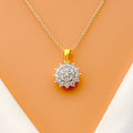 Upscale Sparkling Floral Diamond + 18k Gold Pendant Set 