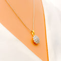 Upscale Sparkling Floral Diamond + 18k Gold Pendant Set 