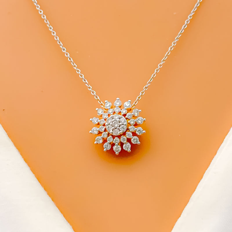 Iconic Floral Diamond + 18k Gold Pendant Set 