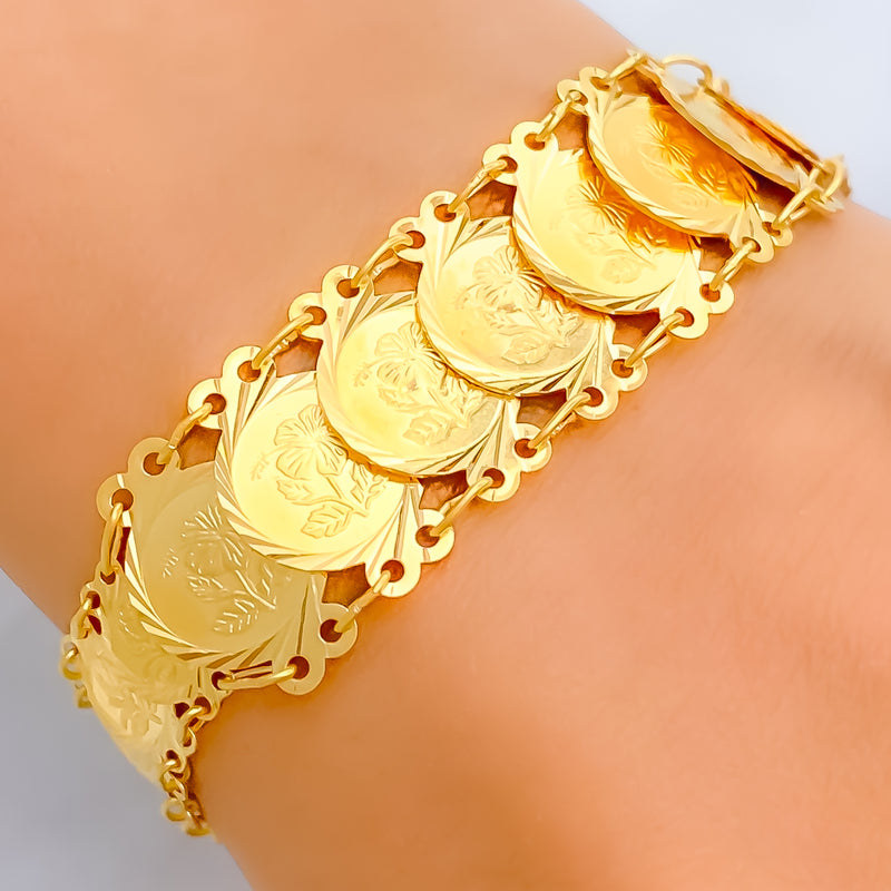 luminous-polished-21k-gold-coin-bracelet