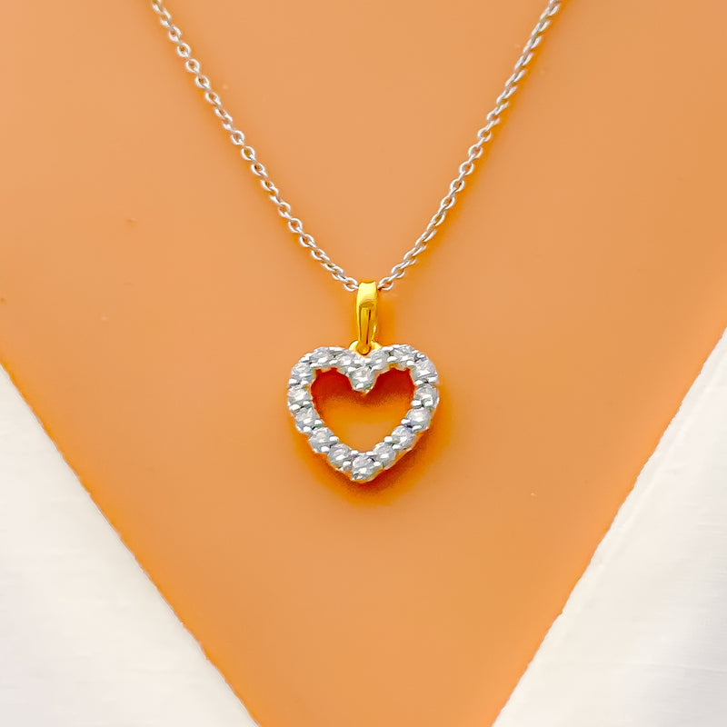 Dazzling Heart-Shaped Diamond + 18k Gold Pendant Set 