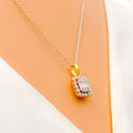 Classy Antique Style Diamond + 18k Gold Pendant Set 