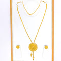 Sophisticated Dome Flower 22k Gold Necklace Set