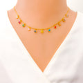 Hanging Rhombus Charm 22k Gold Necklace 