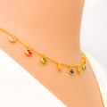 Lovely Rhombus Charm 22k Gold Necklace 