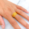 Embellished Unique Dotted 22K Gold Ring