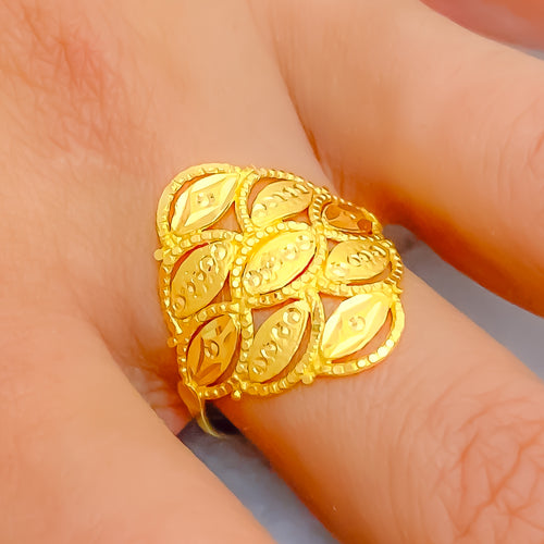 Glimmering Sophisticated 22K Gold Leaf Ring