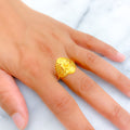 Majestic Flower Adorned 22K Gold Ring