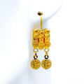 Lustrous Ornamental 22k Gold Hook Earrings 