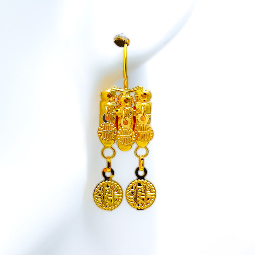 Lustrous Ornamental 22k Gold Hook Earrings 