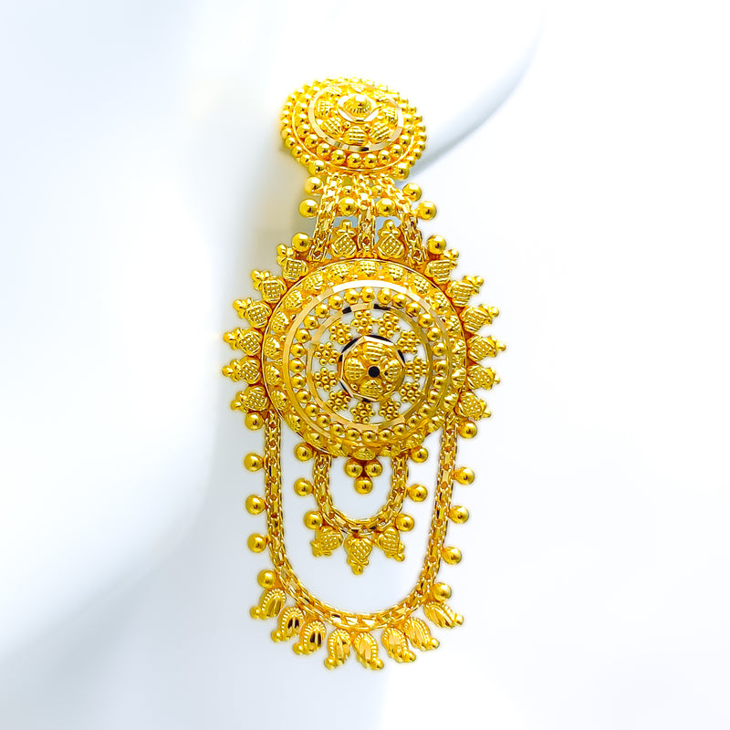 Traditional Gleaming 22k Gold Hanging Earrings
