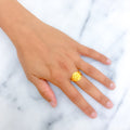 Dynamic Classy Leaf Accented 22K Gold Ring