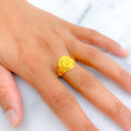 Dynamic Classy Leaf Accented 22K Gold Ring