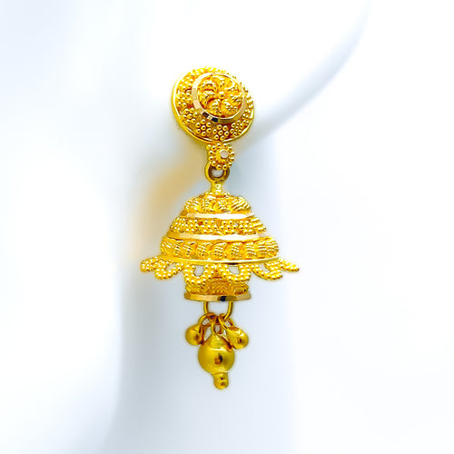 Bold Gorgeous 22k Gold Hanging Earrings 
