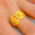 Glimmering Beaded Flower 22K Gold Ring