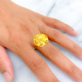 Dazzling Elevated Floral 22K Gold Ring