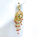 Traditional Multi-Color 22k Gold Navratna Hook Earrings 