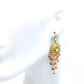 Traditional Multi-Color 22k Gold Navratna Hook Earrings 