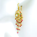 Traditional Multi-Color 22k Gold Navratna Hook Earrings 