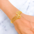 Trendy Overlapping 22k Gold Leaf Bangle Bracelet