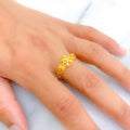 Ethereal Lovely Striped Flower 22k Gold Ring