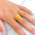 Elevated Overlapping Flower 22k Gold Ring