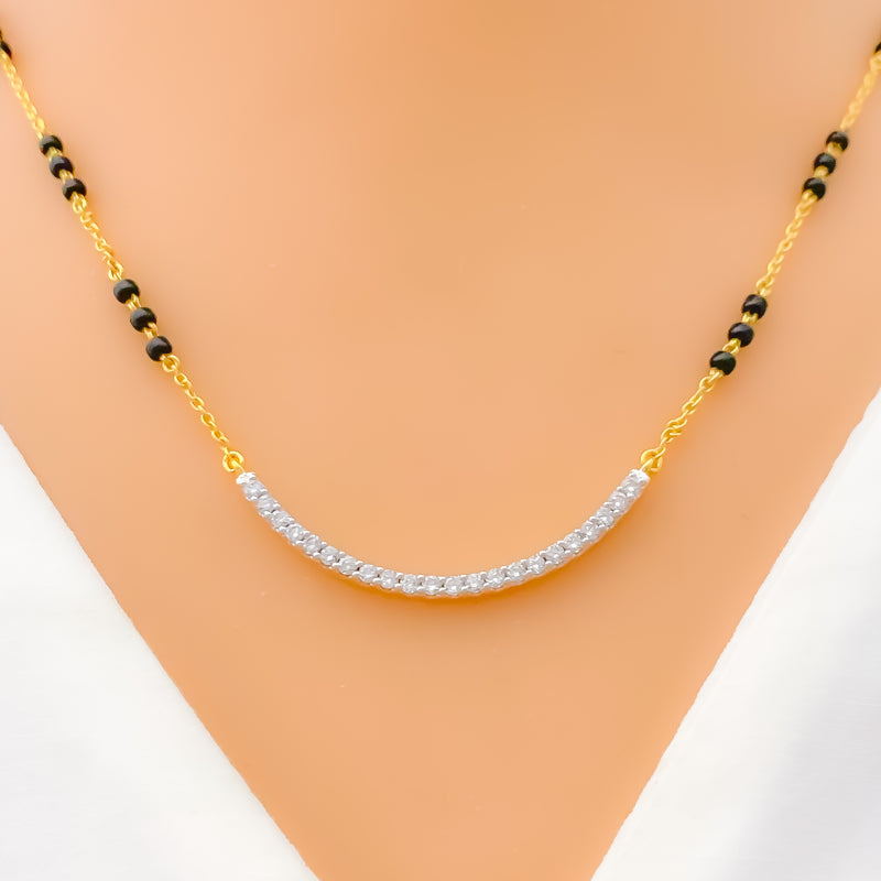 Tasteful Curved Diamond + 18k Gold Mangal Sutra 